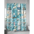 thumbnail image 5 of Ocean Theme Shower Curtain, Beach Anchor Lighthouse Starfish Blue Wood Waterproof Shower Curtain Set with 12 Hooks Lightweight Washable Fabric Shower Curtains for Bathroom 36x72 Inches, 5 of 6