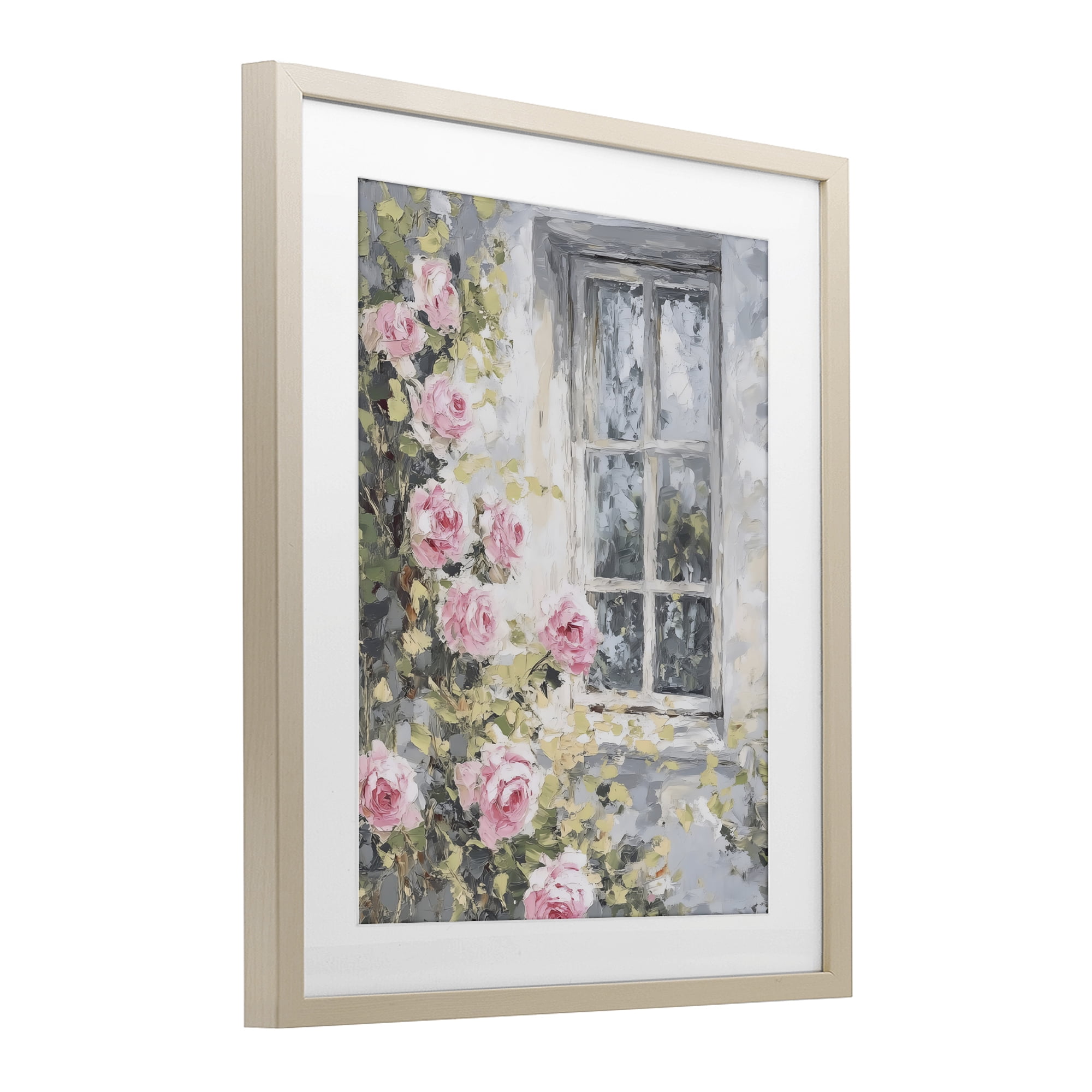 Stupell Industries View Of Roses Cottage Window Birch Framed Print Under Glass, design by LSR Design Studio
