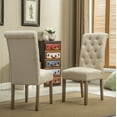 thumbnail image 4 of Habit Solid Wood Tufted Parsons Dining Chair, Set Of 2, Tan, 4 of 9