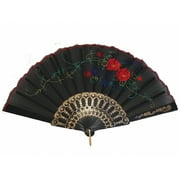 Black Chinese Cloth Folding Hand Fans