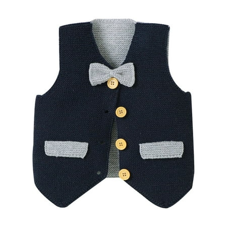 

Toddler Baby Boy Gentleman Knit Sweater Vest Sleeveless Pull Over Bowknot Button Down Waist Coat Top Fall Winter Clothes Baby Girl Fall Stocking Sweater Baby Girls Cardigan Teal Knit Sweater 4t