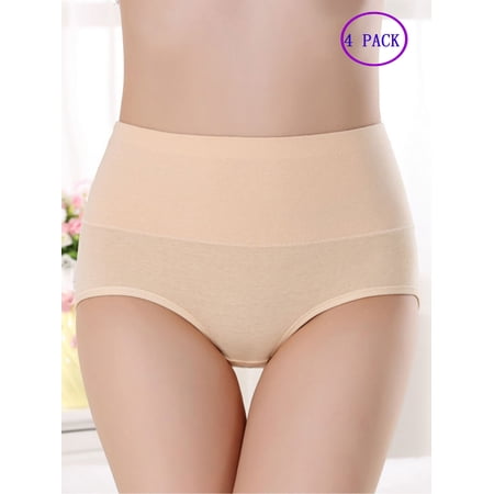 Women's High Waist Cotton Underwear Briefs - Tummy Control, Full Coverage, C-Section Recovery, 5-Pack