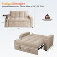 thumbnail image 6 of 3-in-1 Sleeper Sofa,65" Loveseat Sofa Bed, 2 Seater Convertible Small Couch with 360° Swivel Side Table and USB,Chenille Pull Out Bed ,Khaki, 6 of 7