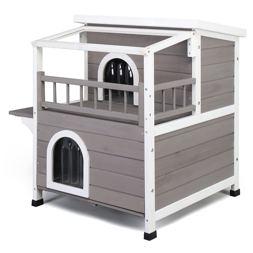 Kepooman Cat Houses for Outdoor and Indoor Wooden Catio 2 Story Cat Shelter with Escape Doors Cat Condos with Weatherproof Roof,Cat Enclosure with Large Balcony Kepooman Cat Houses for Outdoor and Indoor Wooden Catio 2 Story Cat Shelter with Escape Doors Cat Condos with Weatherproof Roof,Cat Enclosure with Large Balcony