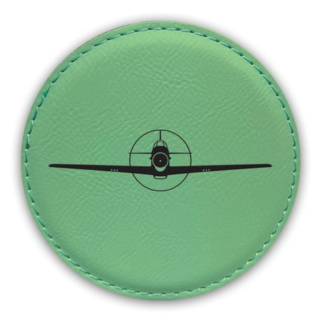 

P-51 Mustang Coaster Laser Engraved Leatherette - Round Coasters - Many Colors - Single / Coasters Sets - p51 fighter bomber korean war ww2 ww2