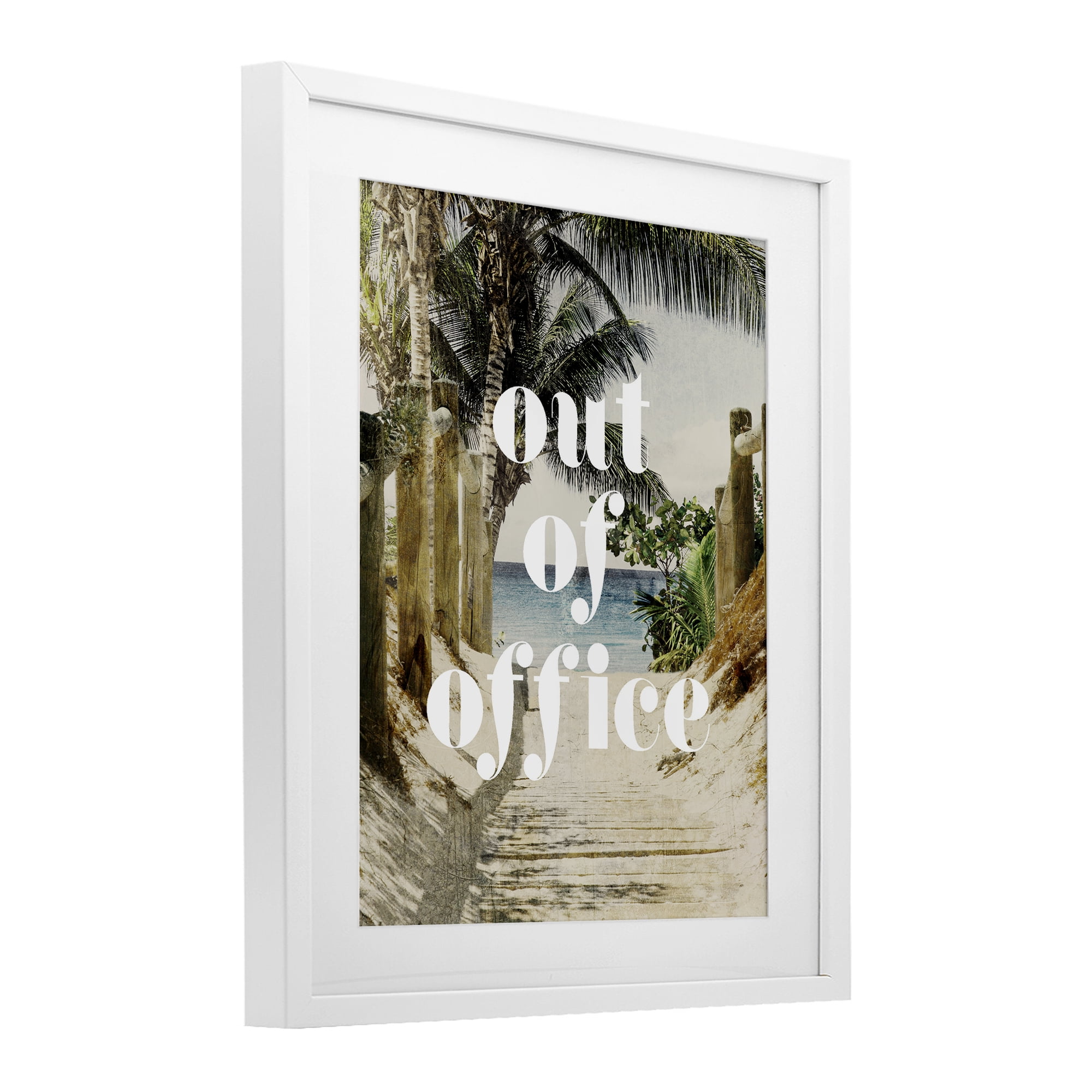 Out of Office Beach Path White Framed Print Under Glass, design by Lil' Rue