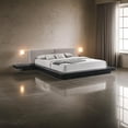 thumbnail image 6 of Benjara Nia Queen Size Bed- Gray Faux Leather- Black Layered Low Profile Frame, 6 of 6