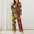 thumbnail image 3 of Junzan Spices And Herbs Print Womens Pajama Sets,Long Sleeve Button Down For Women Pjs 2 Piece, 3 of 9