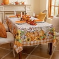 thumbnail image 2 of Fall Jacquard Rectangle Tablecloth, Thanksgiving Harvest Pumpkins Buffalo Plaid Table Cloth, Autumn Washable Table Cover for Holiday, Dining, Party Decor SunflowerPumpkinPLD 60 x 102 Inch, 2 of 6