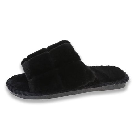 

Women s Soft Plush Slippers Warm Comfy Indoor Outdoor Shoes Black 7.5-8.5