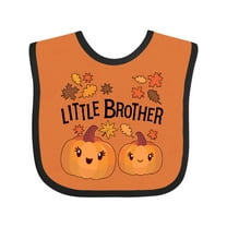 Inktastic Little Brother Pumpkins with Fall Leaves Boys Baby Bib