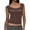 Coffee, variant on AherBiu Going out Tops for Women Crop Top Scoop Neck Layered Ruched Slim Fitted Cute Tank Top Shirts