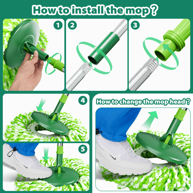 MYSPRI Spin Mop and Bucket System With 6 Refill Pads photo 5