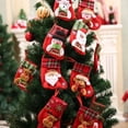 thumbnail image 5 of 2 piezas 2023 nuevos calcetines de decoración navideña calcetines de dibujos animados de Papá Noel cervatillo muñecos de nieve adornos colgantes para árbol de Navidad decoración del hogar, 5 of 5