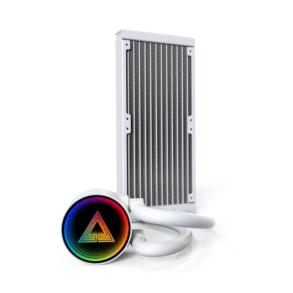 MONTECH Lightflow ARGB 240 White – Ultra-Quiet AIO Liquid CPU Cooler ARGB-Free