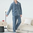 thumbnail image 6 of Miluxas Mens Flannel Pajamas Sets Soft Plaid Sleepwear Long Sleeve Lapel Button Down Shirts Long Pants 2 Piece Nightwear Pjs Blue, 6 of 8