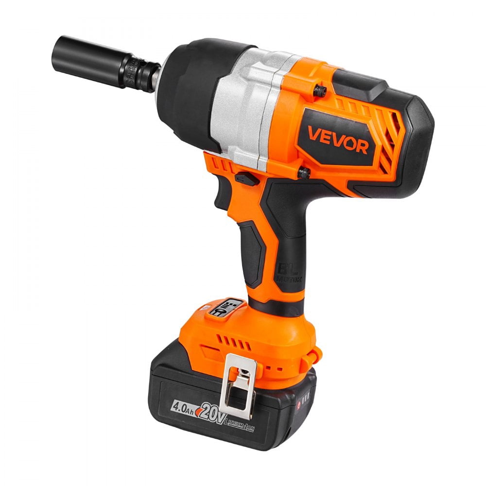 20V Cordless Impact Wrench 1/2", 1300Nm High Torque Brushless Motor, 2×4Ah Batteries, Charger, 5 Sockets, Belt Clip