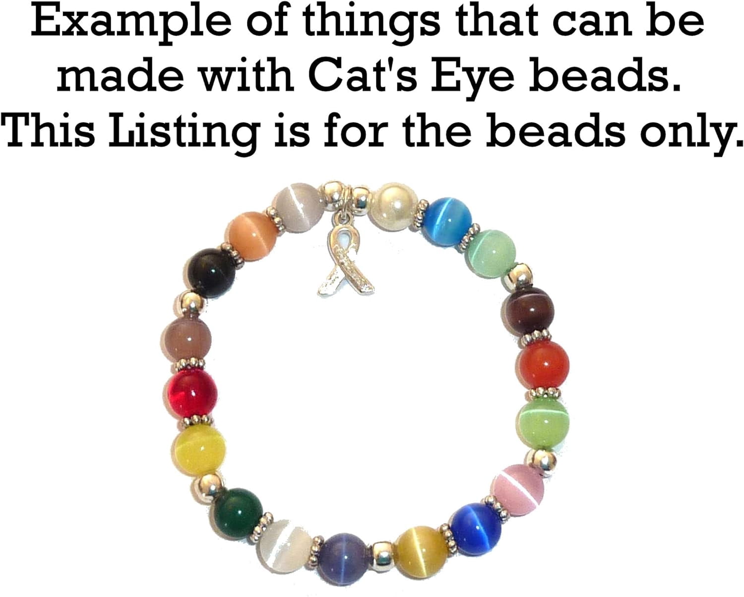 Bulk Lot Of Cats Eye Beads -10 Assorted Colors - 8mm Cats Eye Beads