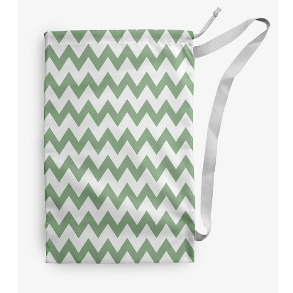 Simply Daisy Chevron Stripe 18 x 29 in Green Laundry Bag