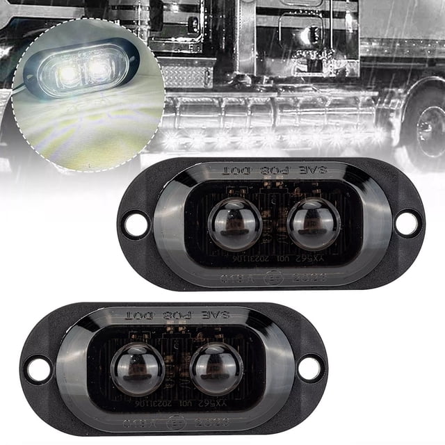 Yimiti 2Pcs 2Led Side Marker Clearance Lights Waterproof For Boat Trailer Truck Rv-White Light