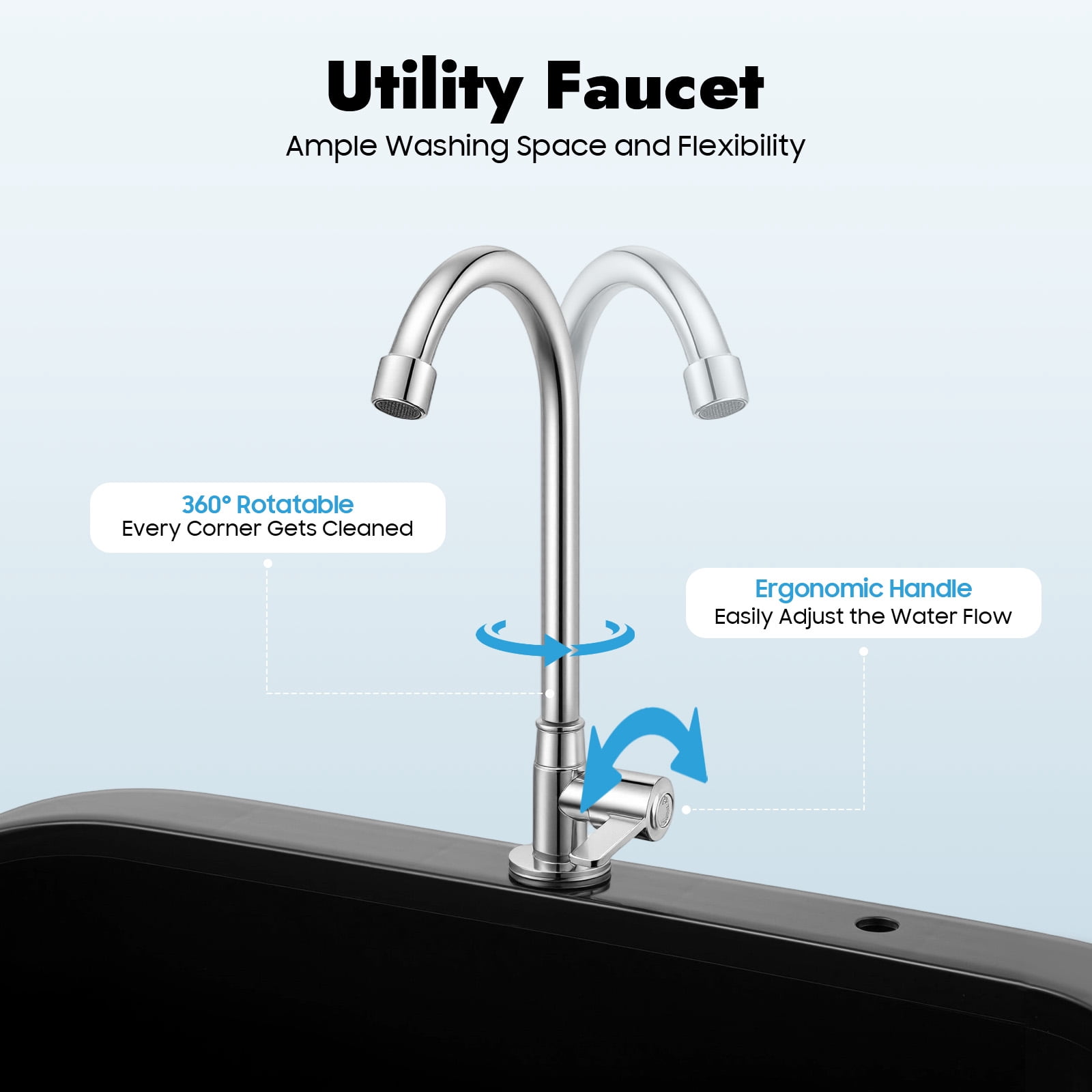 Miumaeov Utility Sink with Faucet for Laundry Room and Garage, Plastic Bathroom Laundry Sink Freestanding Laundry Tub Outdoor Sink Ideal for Workshop, Bathroom, Kitchen