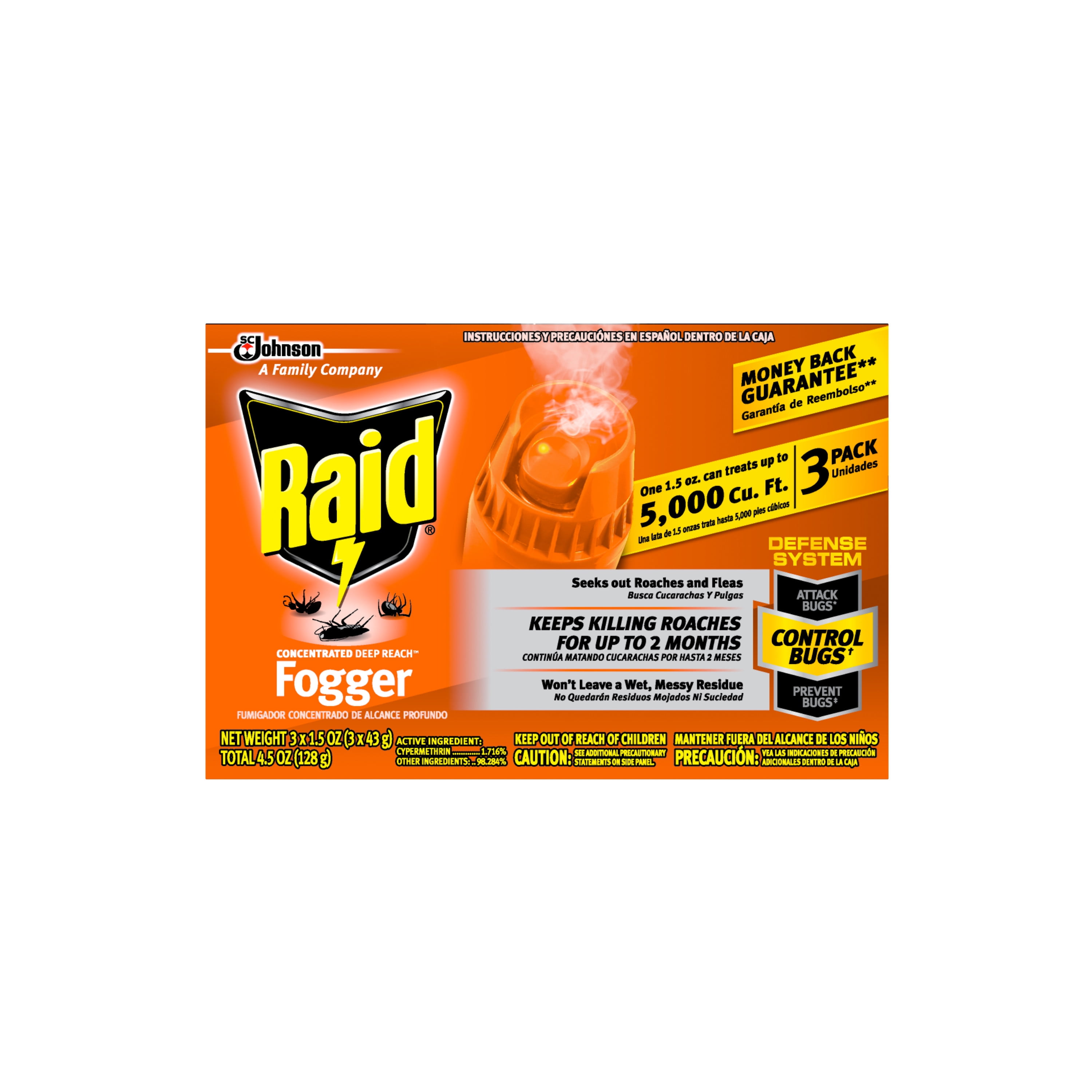 Raid Concentrated Deep Reach Fogger, 1.5 oz, 3 cans