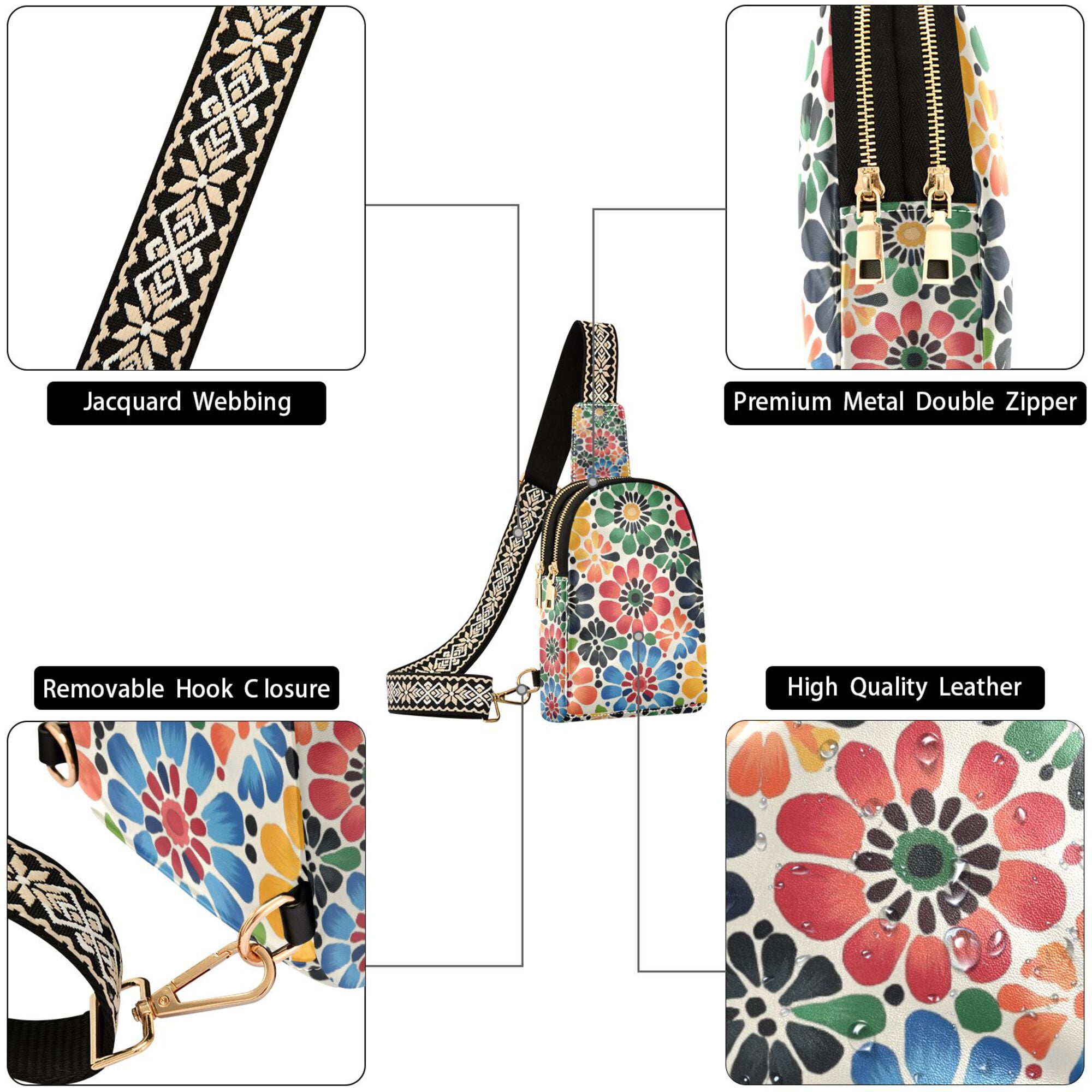 FORMRS Womens Crossbody Sling Bag Travel Daypack Shoulder Chest Backpack, Dark Floral
