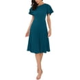 thumbnail image 2 of INSPIRE CHIC Women's Dressy Casual Dress Ruffled Asymmetric Neck A-Line Midi Pleated Dresses XL Peacock Blue, 2 of 6