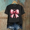 thumbnail image 4 of FRSASU Valentine's Day Heart T-Shirt for Women - Pink Bow Print Casual Short Sleeve Top, Loose Fit Round Neck Tunic Blouse Black, 4 of 6