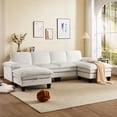 thumbnail image 4 of Bonzy Home 122 inch U-Shaped Modular Sectional Sofa, Comfy Chenille Convertible Sectional Couch with 2 Storage Ottoman, Modern Design for Living Room, Elegant White, 4 of 11