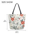 thumbnail image 5 of FORMRS Womens Canvas Tote Bag with Zipper Inner Pocket Shoulder Handbag, Red and White Floral Pattern, 5 of 7