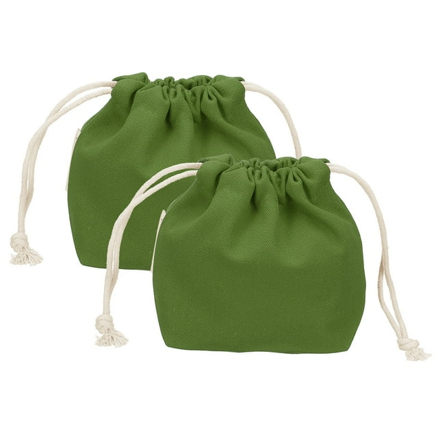 Uxcell 2 Pcs Bolsa de Maquillaje con Cordón, Bolsa Cosmética de Lona de 4.7" para Mujeres, Organizador de Artículos de Tocador para Viajes, Accesorios de Tocador, Verde