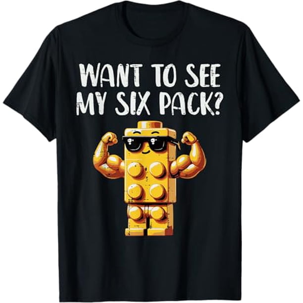 Camiseta divertida para hombre y niño con frase "Who To See My Six Pack" de Summer Bricks - 100 % algodón, cuello redondo, tallas S-XXXL