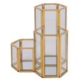 thumbnail image 3 of POINTERTECK Glass Copper Hexagon Composite Pen Holder Makeup Brush Glass Box Multifunction Desktop Organizer Office Accessories, 3 of 8