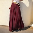 thumbnail image 4 of LEKWK Maxi Skirts for Women High Waisted Flowy Skirt Flared Maxi Skirt With Belt Pleated Detail Casual Summer Beach Vacation Daily Outfits, 4 of 5