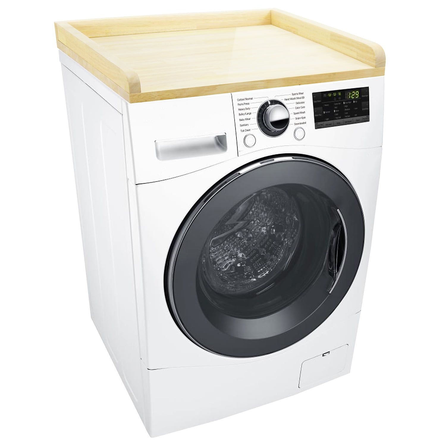 Countertop for Washer Dryer Lacquered Butcher Block with Edge Rails