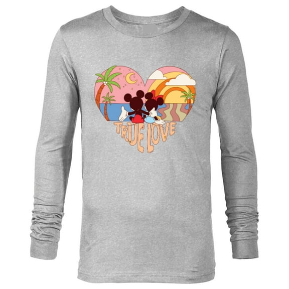 Disney Mickey & Minnie True Love Beach Sunset Heart - Long Sleeve T-Shirt for Men - Customized-Athletic Heather