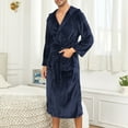 DxhmoneyHX Men's Flannel Robe Hooded Plush Bathrobe Full Length Long