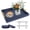 Blue, variant on Sxnows Coffee Table Trays - Large Ottoman Tray for Living Room -Wood Serving Tray with 2 Sets of Handles - Wooden Tray for Coffee Table, 4 Round Coasters Included(Black)