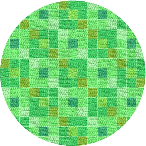 Ahgly Company Indoor Round Patterned Neon Green Area Rugs, 5' Round