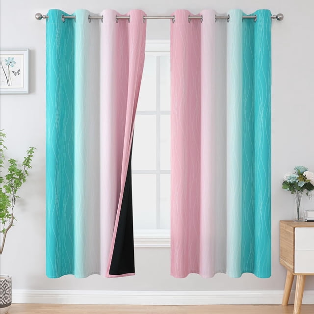 Cortinas Estelar Textiler Ombre rosa turquesa 132 x 183 cm, 2 paneles