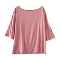 thumbnail image 3 of ZyeKqe Womens Pajamas Tops Half Sleeve Tops Round Neck T Shirts Solid Color Sleepwear Loungewear, 3 of 6