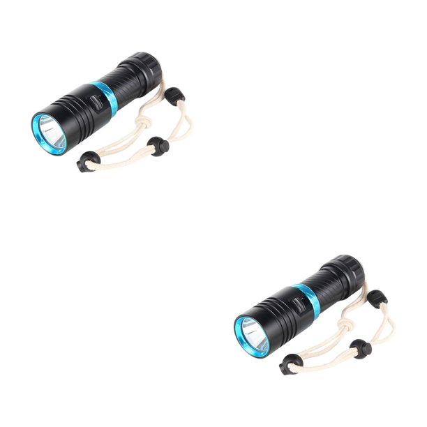 Eigraketly Linterna de buceo impermeable brillante intermitente lámpara subacuática lámpara de deportes al aire libre noche Camping equitación Anillo Azul Negro 2piezas