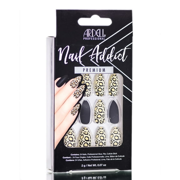 Ardell Nail Addict Premium Artificial Nail Set - Black Leopard