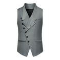 thumbnail image 2 of Vest Top Qiggri Men Solid Fashion Retro Have Pockets Button V-Neck Tanks Blouse Mens Suit Vest, 2 of 9