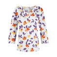 thumbnail image 4 of WTOBBY Women's Vintage Floral Print V-Neck Tunic 3/4 Sleeve Loose Fit Blouse Casual Comfort Top with Breathable Cotton Material,Purple XL, 4 of 4