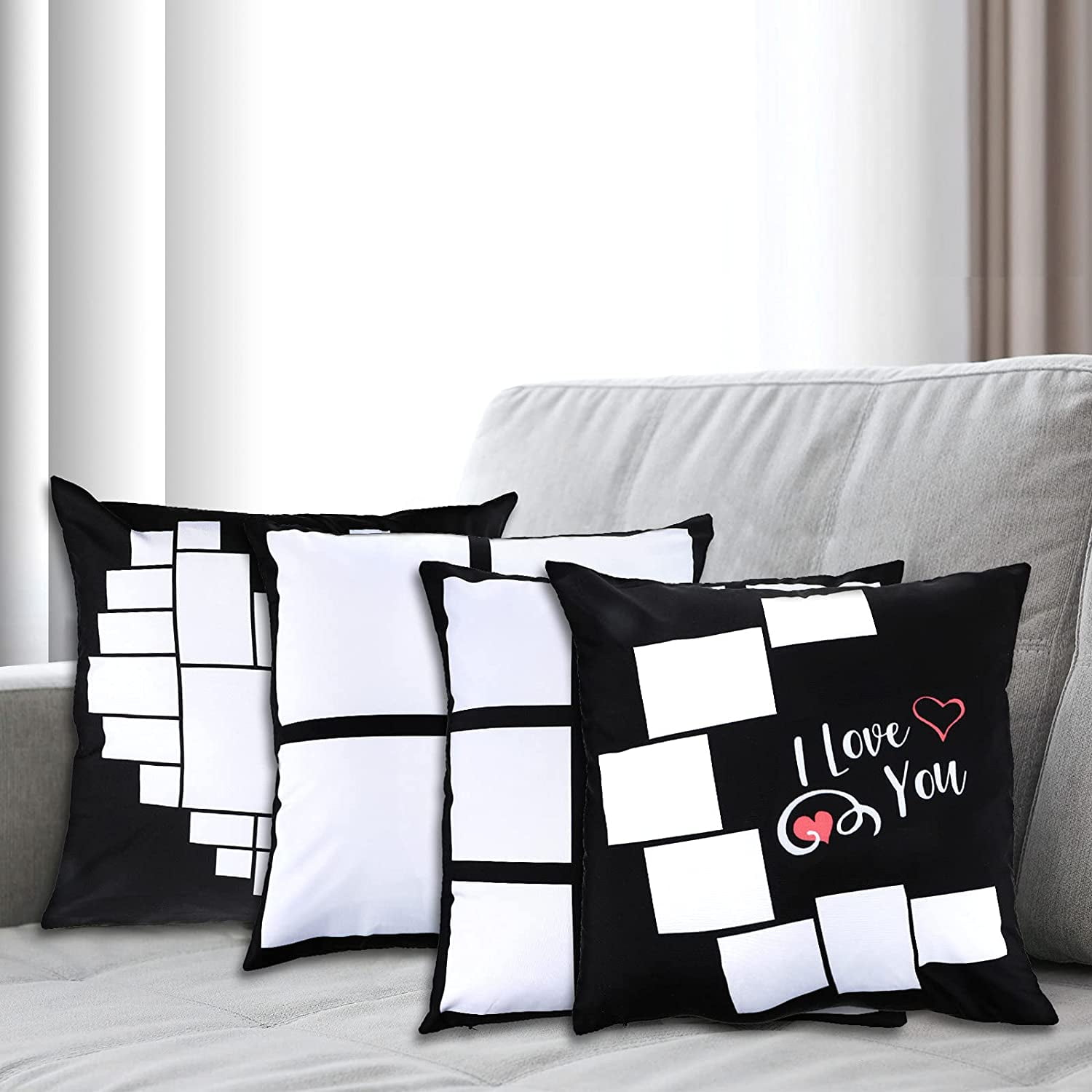 16 x 16 Inch 4 Pieces Sublimation Blanks Panel Pillow Case Heart Sublimation Blank Polyester Panel Pillow Cases Sublimation Pillow Moon Panel Pillow Covers for Sublimation Printing Sofa Couch
