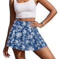thumbnail image 2 of Xoenoiee Blue Rose Flower Print Women's High Waisted Pleated Tennis Skirts with Pockets Inner Shorts Lightweight Athletic Golf Skorts for Women, S, 2 of 6