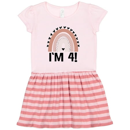 

Inktastic 4 Year Old Boho Rainbow 4th Birthday Gift Toddler Girl Dress