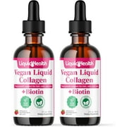 LIQUIDHEALTH 100% Vegan Collagen plus Biotin 100,000mcg Liquid Drops for Hair, Skin, and Nail Health (2 Pack)